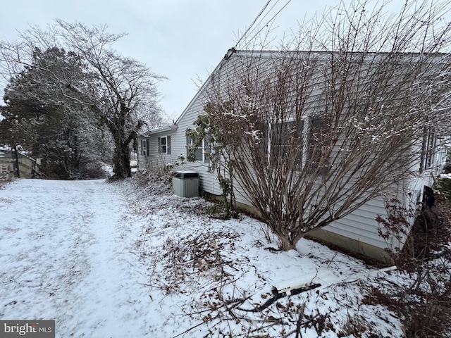 view of snow covered property