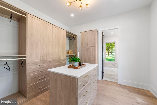 spacious closet with light wood-type flooring