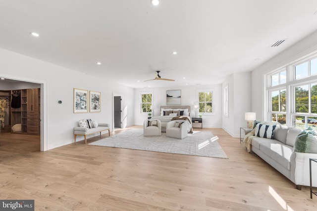 living room with light hardwood / wood-style flooring