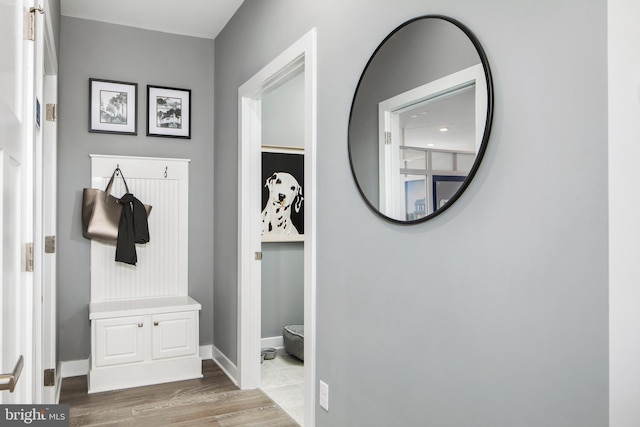 mudroom featuring hardwood / wood-style floors