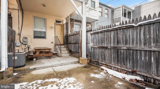 view of patio / terrace featuring central AC unit