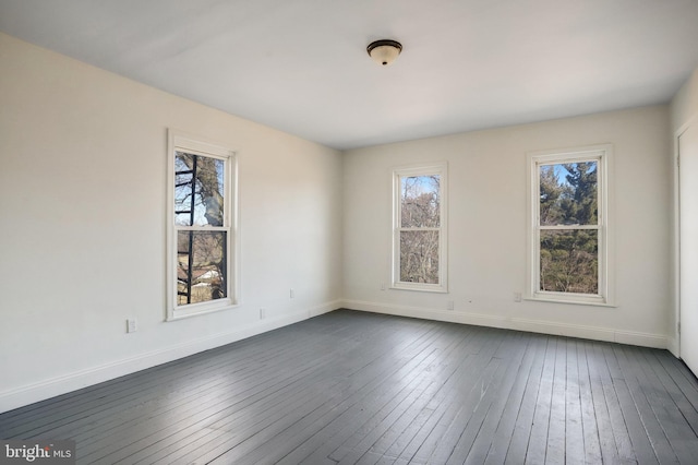 unfurnished room featuring dark wood finished floors and baseboards