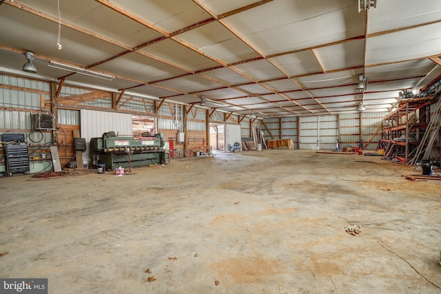 garage with metal wall