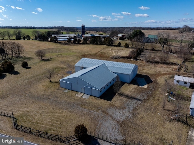 aerial view featuring a rural view