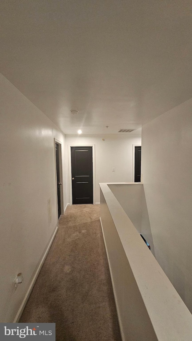 hallway with carpet flooring