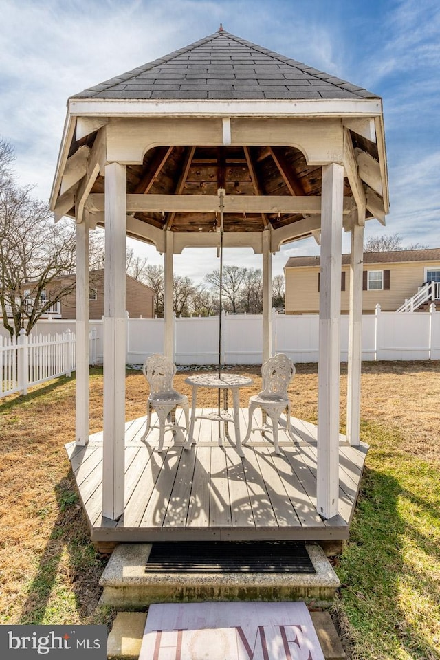 view of patio / terrace with a gazebo and a deck