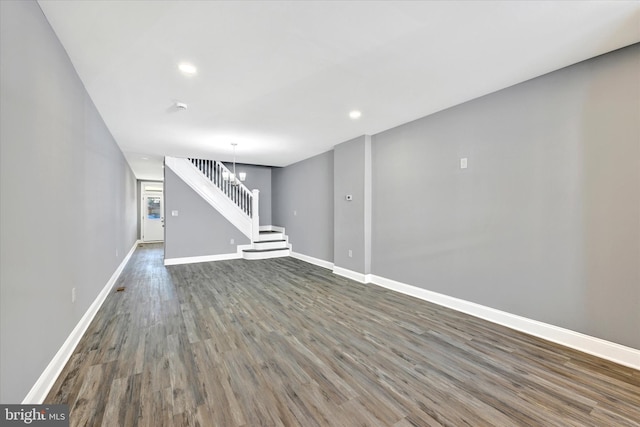 interior space with dark hardwood / wood-style floors