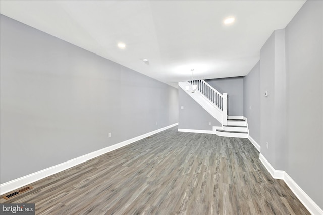 interior space with hardwood / wood-style floors