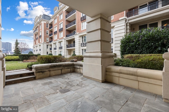 surrounding community with a patio