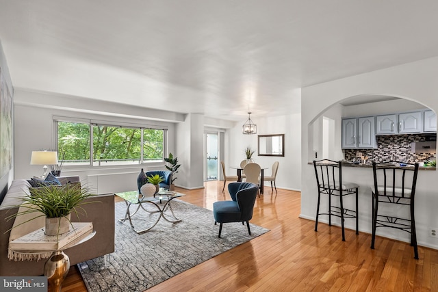 living room featuring light hardwood / wood-style flooring