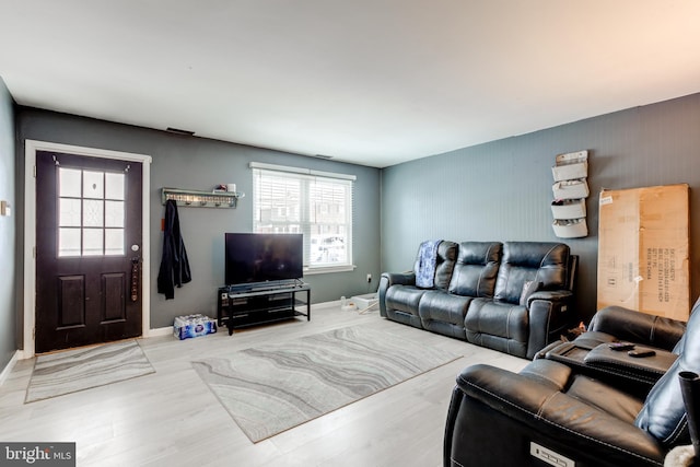 living room featuring light hardwood / wood-style floors