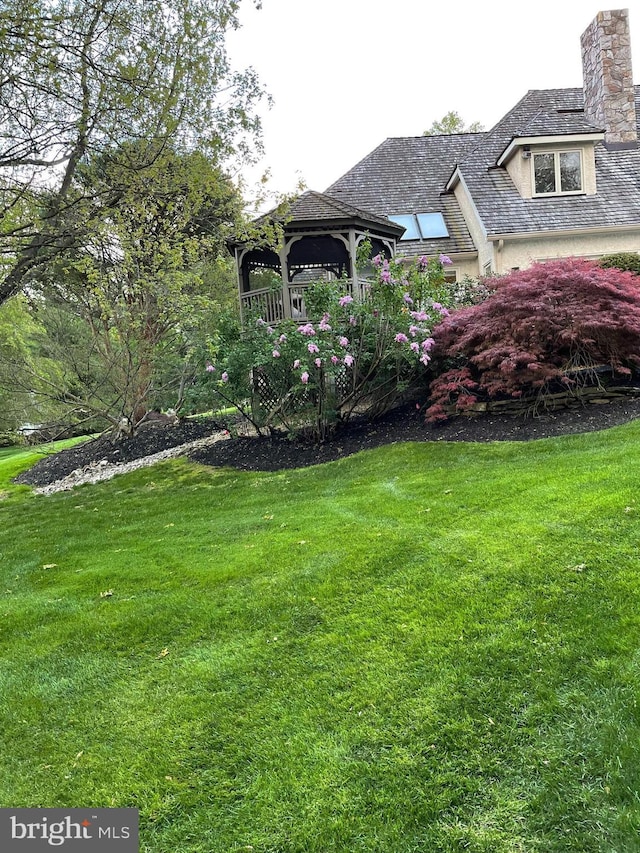 view of yard with a gazebo