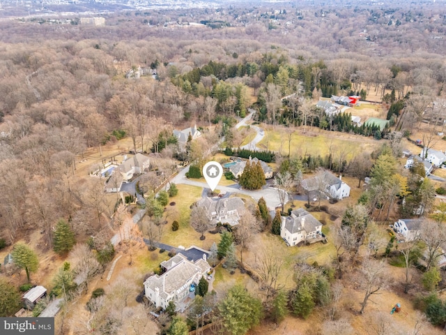 aerial view with a forest view