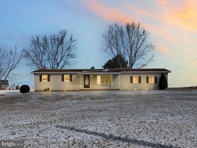 view of single story home