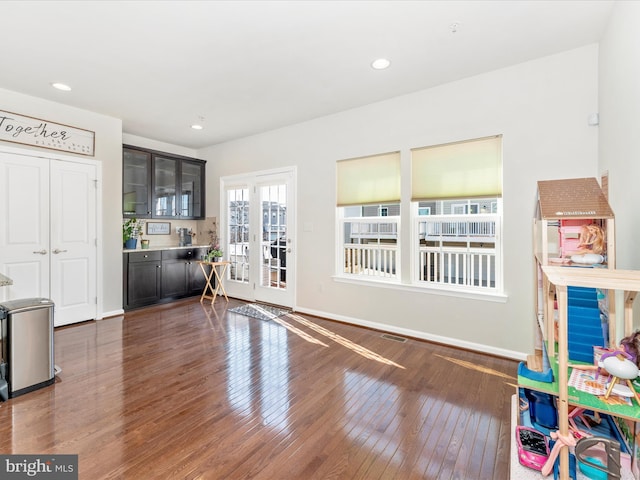 interior space featuring dark wood-type flooring