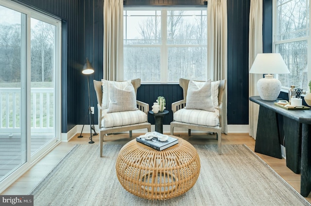 living area featuring hardwood / wood-style flooring and plenty of natural light