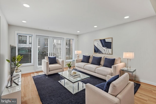 living room featuring light hardwood / wood-style flooring