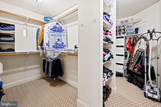 spacious closet featuring carpet flooring