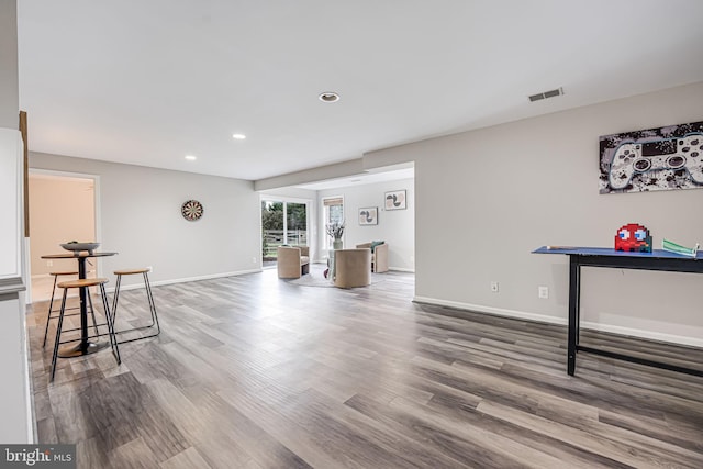 living room with hardwood / wood-style floors