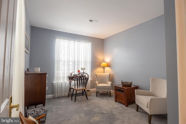 sitting room featuring carpet