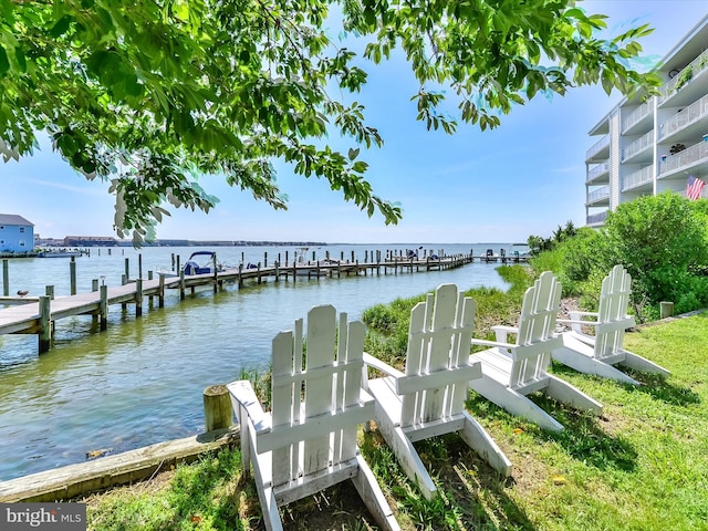 view of dock featuring a water view