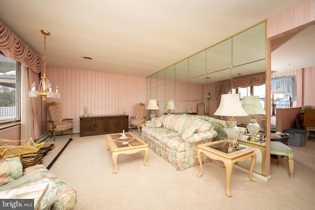 living room with carpet flooring