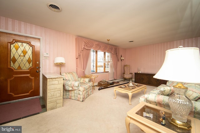 living room with carpet flooring