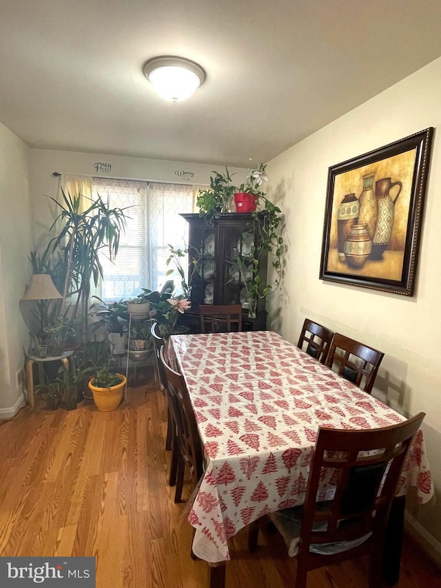 dining area with hardwood / wood-style flooring