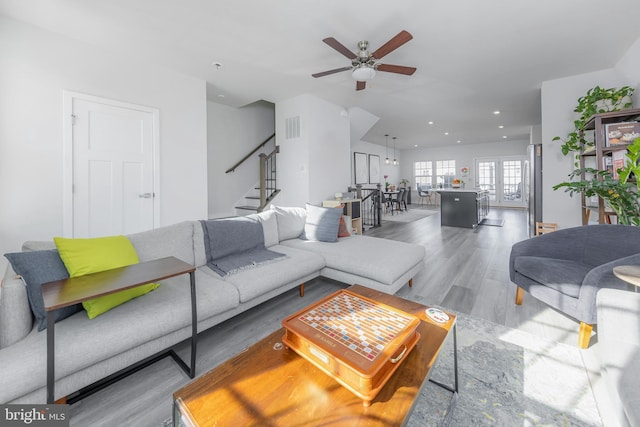 living room with hardwood / wood-style floors