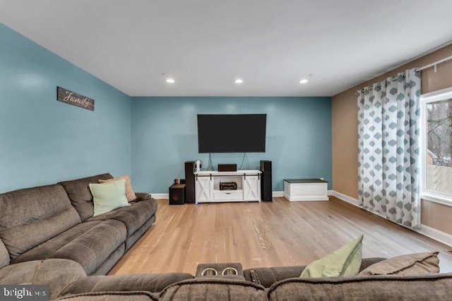 living room featuring light hardwood / wood-style floors