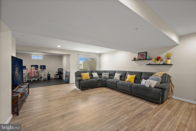 living room featuring plenty of natural light and hardwood / wood-style floors