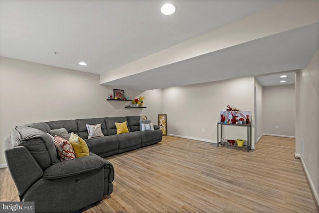 living room featuring light hardwood / wood-style flooring