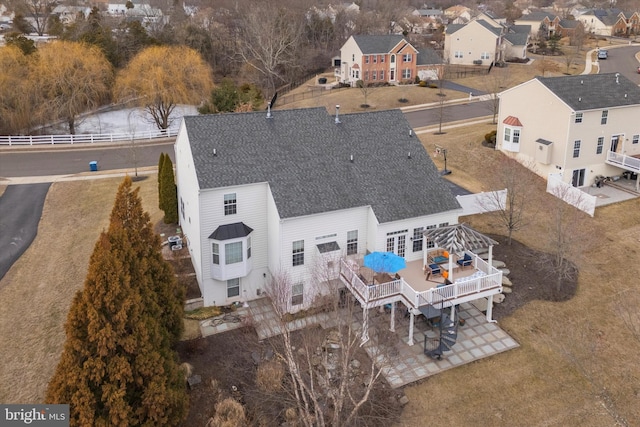 aerial view with a residential view