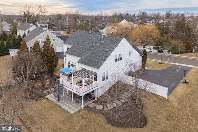 aerial view with a residential view