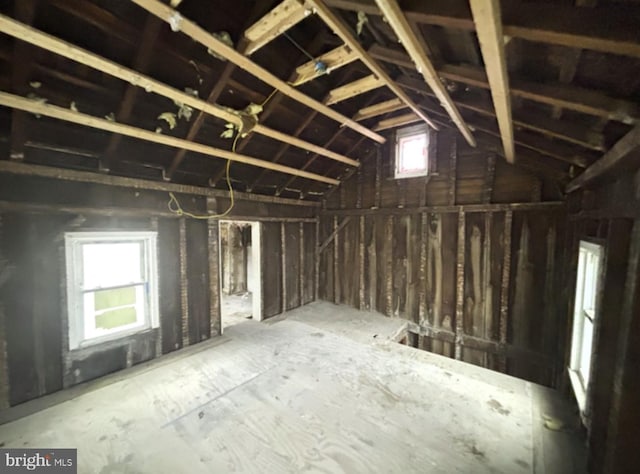 misc room with vaulted ceiling