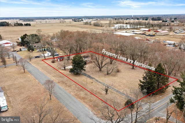 aerial view with a rural view