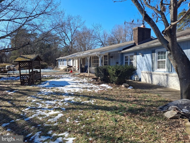 view of snow covered exterior