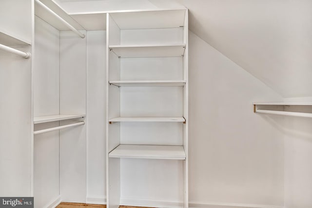 spacious closet with lofted ceiling