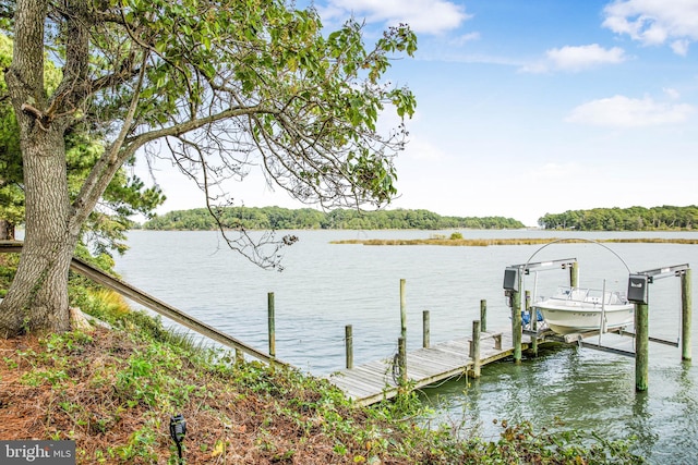 view of dock featuring a water view