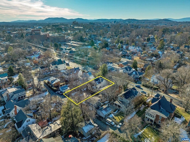 708 Locust Ave, Charlottesville, VA 22902 - aerial view of property's location featuring mountains and property boundaries highlighted