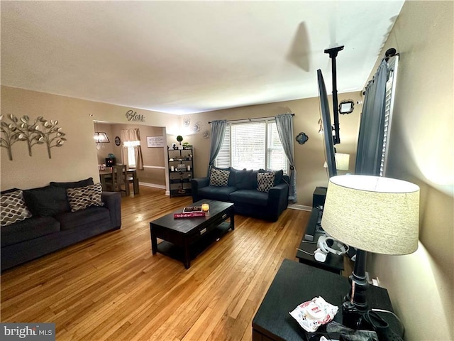 living room with hardwood / wood-style flooring