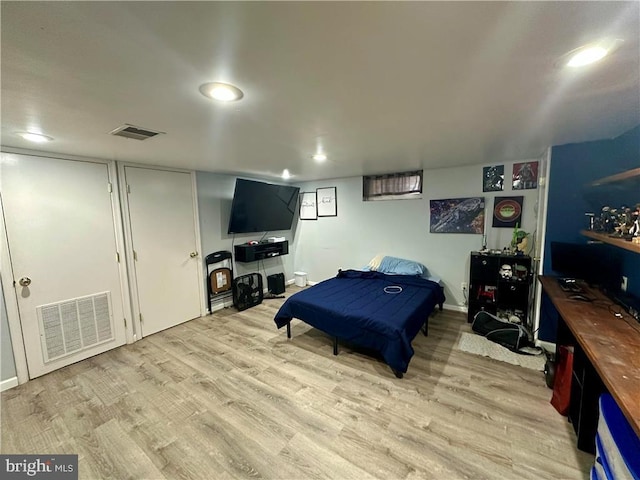 bedroom featuring light hardwood / wood-style flooring