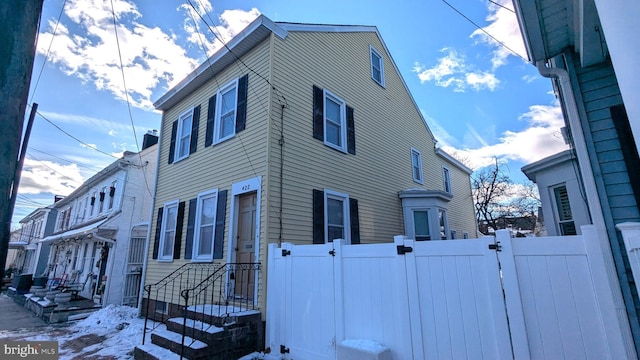 view of snow covered exterior