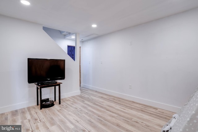 interior space with light hardwood / wood-style flooring