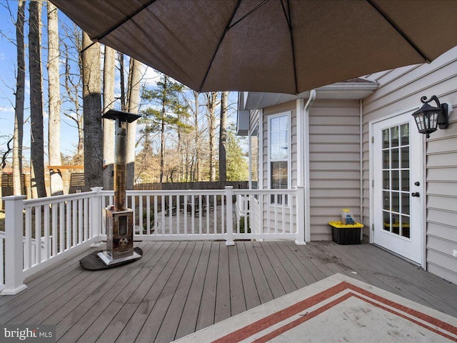 wooden deck featuring fence