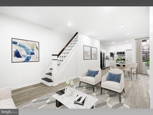 living room featuring light hardwood / wood-style flooring