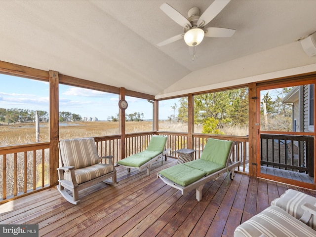 deck featuring a ceiling fan