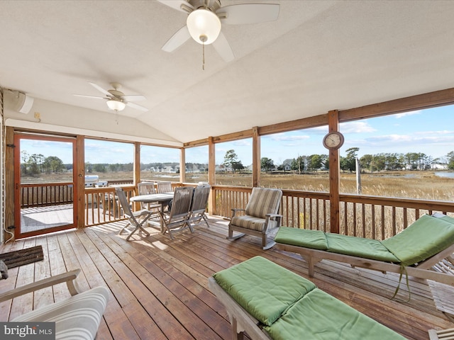 deck featuring a ceiling fan