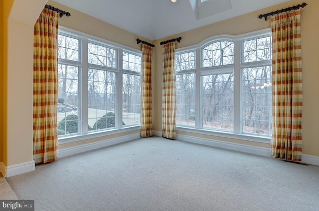 interior space featuring light carpet