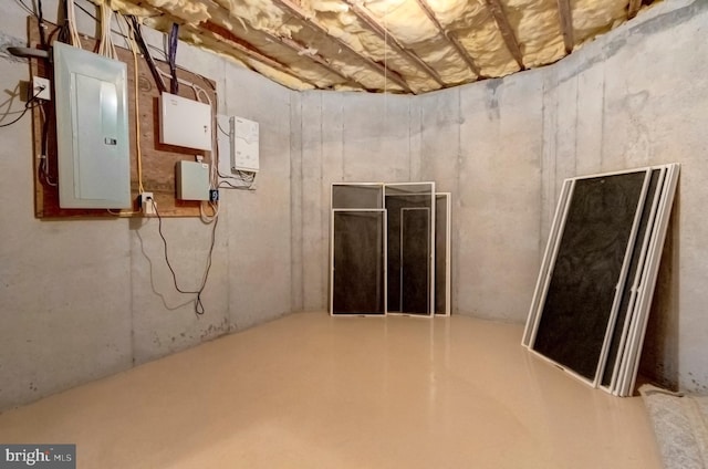 basement with electric panel